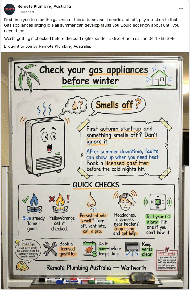 AutoSocials published post for Remote Plumbing Australia on Facebook