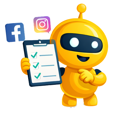 AutoSocials mascot with Facebook and Instagram checklist