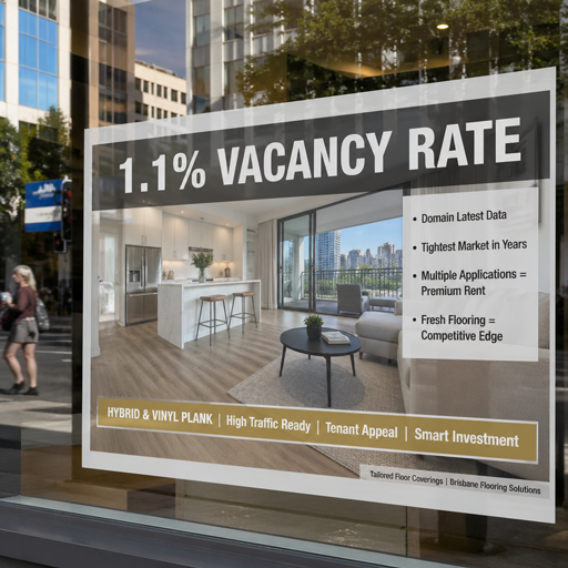 Real estate shop window display showing local vacancy rate