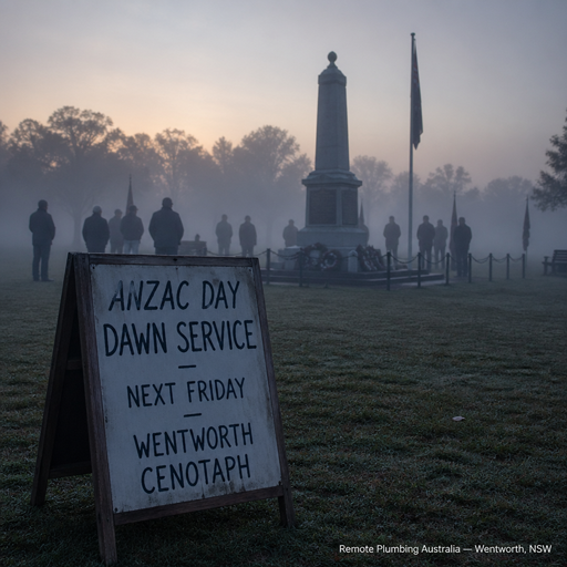 ANZAC dawn service sandwich board at a war memorial