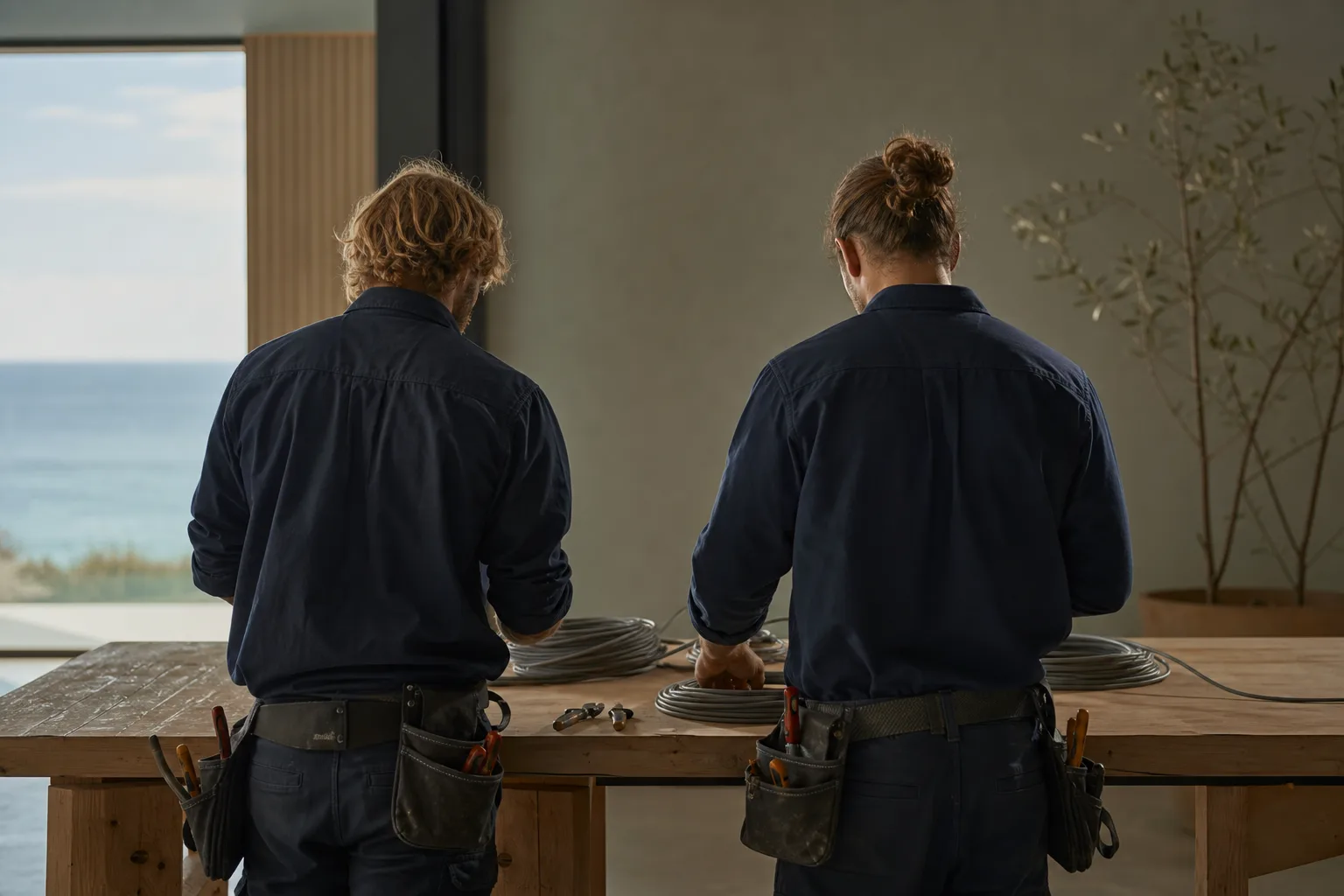 The fictional Flax Lily Electrical team at work